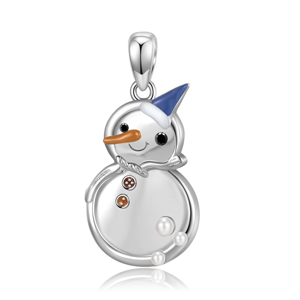 NEW 925 Sterling Silver Snowman Pendant Christmas Winter Snow Holidays Jewelry